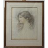 A watercolour of a seated gentleman and a portrait of a young lady in pencil and watercolour.