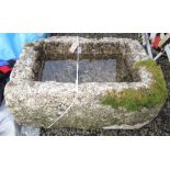 A granite rectangular trough, height 34cm, width 72cm, depth 52 cm.