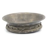 The top silver section of an Albert Edward Jones mazer bowl decorated with a silver rope twist band,