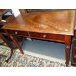 A Victorian mahogany side table, with a pair of frieze drawers on turned tapering legs, height 77cm,