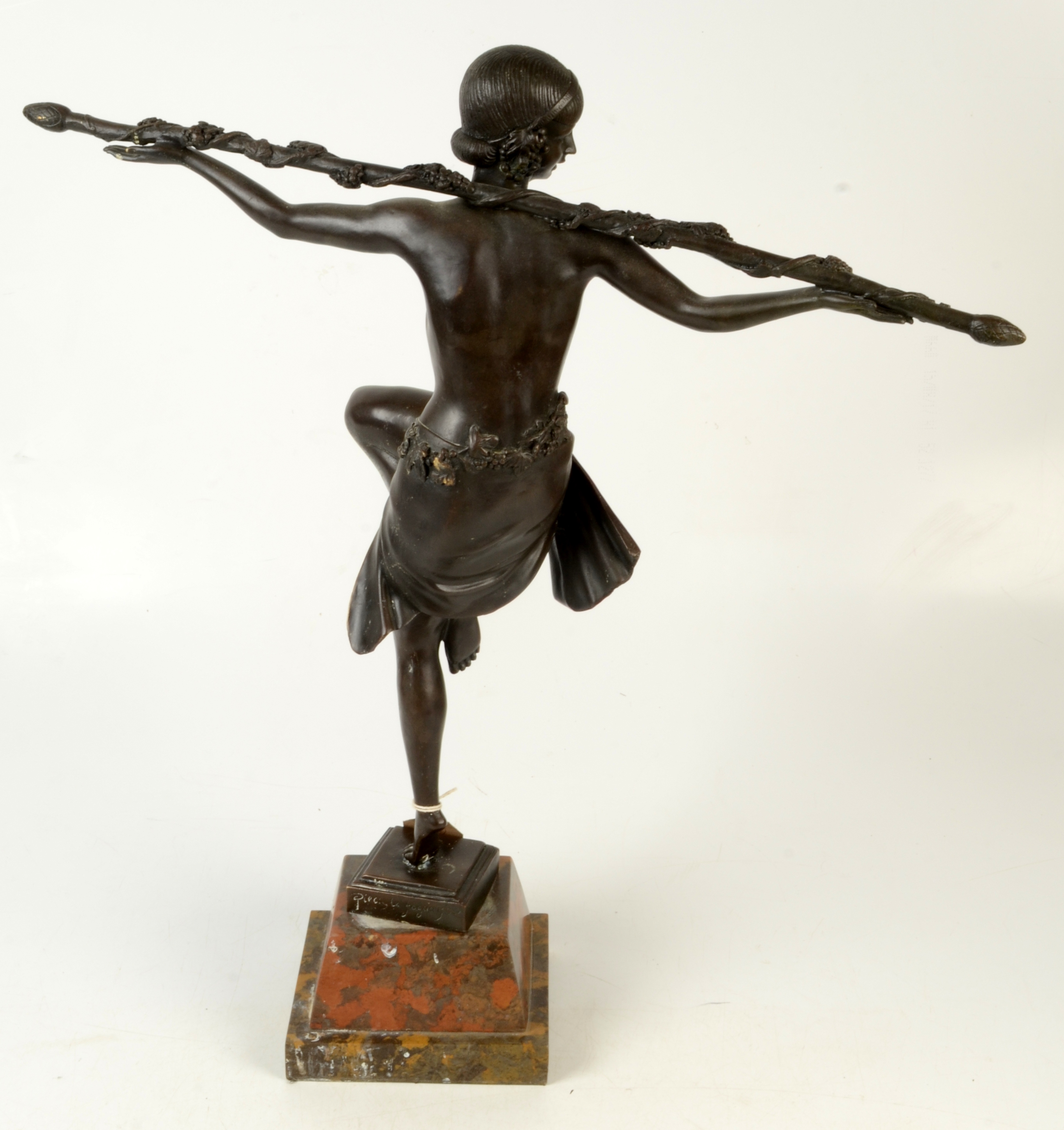 An Art Deco style bronze figure of a scantily clad lady, impressed signature Pierre le Faguays, - Image 2 of 2