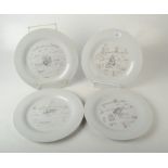 Four porcelain plates after R. Gaudi, with abstract designs, diameter 31cm.