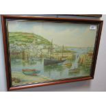 T.H.Victor, watercolour, entitled 'Mousehole', signed, framed and glazed, 30.8 x 45.8cm.