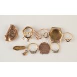 Scrap gold comprising 15ct 4.2g, two 18ct gold rings, stones lost, 3.7g, other gold, 18.2g.
