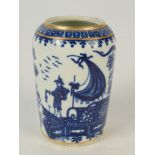 A Worcester blue and white porcelain tea caddy, 18th century,