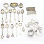 Various silver spoons, miscellaneous silver, 9.7oz, together with a little EPNS.