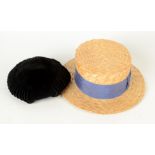 A straw boater by Olney and a hat by Gustav Mossmer.
