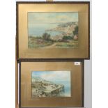 A framed and glazed watercolour of Mousehole Harbour by W.H.