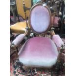 A Victorian walnut gentleman's armchair,