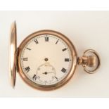 A Rolex gold plated keyless full hunter cased pocket watch,