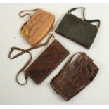 A brown snakeskin handbag, width 30cm, a brown crocodile and snakeskin handbag,