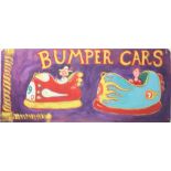 An oil on board of Bumper Cars, signed by Simeon Stafford, 61 x 141cm.