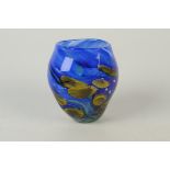A Norman Stuart Clarke blue seabed vase, height 13cm.