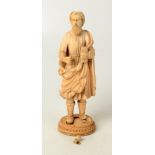 A European ivory figure of a bearded gentleman, 19th century, height 21cm, width 7cm.