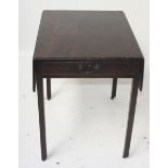 A 19th century mahogany Pembroke table with a single frieze drawer, height 72.5cm, width 57cm.