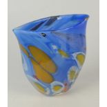 A Norman Stuart Clarke blue free form vase 23 cm.