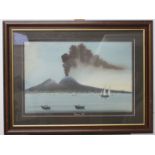 A watercolour of 'The Vesuvio Over The Lake', dated 1906, framed and glazed 56 x 72cm.