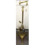 An Art Nouveau brass standard oil lamp, height 130cm.