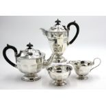 A Viner's Ltd four piece silver tea service, Sheffield 1932, 36.7oz.