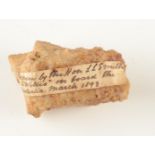 A gold quartz specimen inscribed - 'Given by the Hon L L Smith to ''Willie'' on board the Australia.