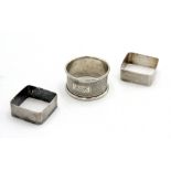 Three silver napkin rings, 1.3oz.