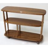 An Ercol elm three tier trolley, height 71cm, width 91cm, depth 32cm.