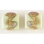 A pair of remarkable stylish Italian 18ct gold clip-on earrings by Valente,