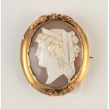 A 19th century gold mounted cameo brooch.