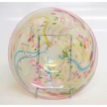 A late 20th century studio art glass shallow bowl unsigned, diameter 26cm.