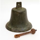 A bronze bell, height 19cm, diameter 20.5cm.