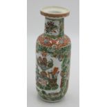 A Chinese famille verte porcelain vase, 19th century, decorated with precious objects and foliage,