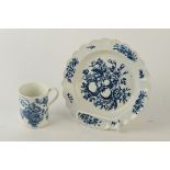 Two pieces of 18th century English blue printed porcelain in Worcester style,
