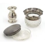 A cut glass Edwardian small bowl with Chester hallmark, silver rim,