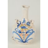 A continental tin glaze earthenware pilgrim flask, possibly 18th century,