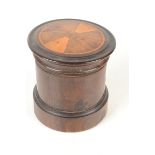 A treen cylindrical lidded box,