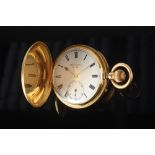 A J.W. Benson 18ct gold full hunter case, keyless pocket watch, the movement signed "To H.M.