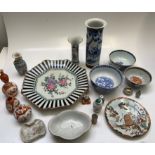 Miscellaneous Chinese and Japanese porcelain to include famille rose vases and kutani.