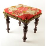 A Victorian mahogany footstool,