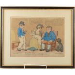 An aquatine etching by Thomas Rolandson titled a "Seamans Wife Recoiling" framed and glazed plate
