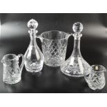 An impressive Edinburgh Crystal cut glass ice pail together with a ship's decanter engraved for The