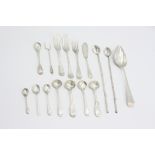 A Georgian silver tablespoon, Exeter 1811, together with various silver condiment spoons,