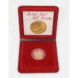 Gold proof half sovereign 1980. Royal Mint folder.