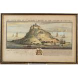 An aquatint of 'The North View of St Michael's Mount in the County of Cornwall' by Samuel and