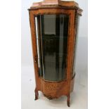 A French kingwood and marquetry serpentine vitrine, 19th century,