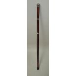 A late Victorian swordstick, with embossed silver top, length of blade 69cm, overall length 89cm.