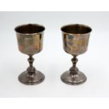 A pair of silver goblets by Edward Barnard & Sons, London 1973, height 15cm, 15oz.