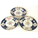 A pair of 18th century Worcester scale blue ground oval moulded dishes,