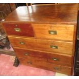 A 19th century mahogany military campaign chest, with two short and three long drawers, height 96cm,