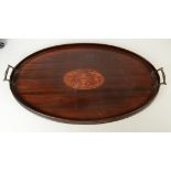 A mahogany oval tray, early 20th century,