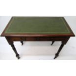A late Victorian mahogany side table, converted to a writing desk,